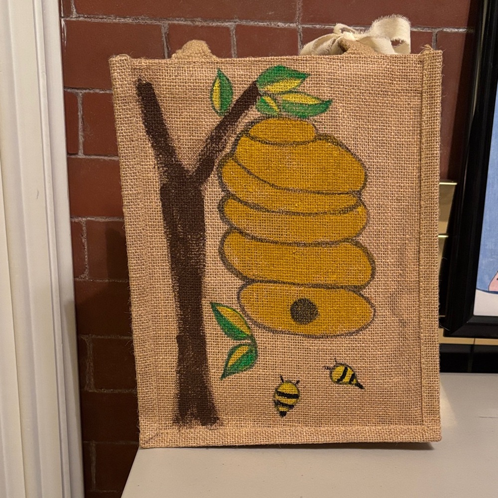 Beehive Jute Tote Bag